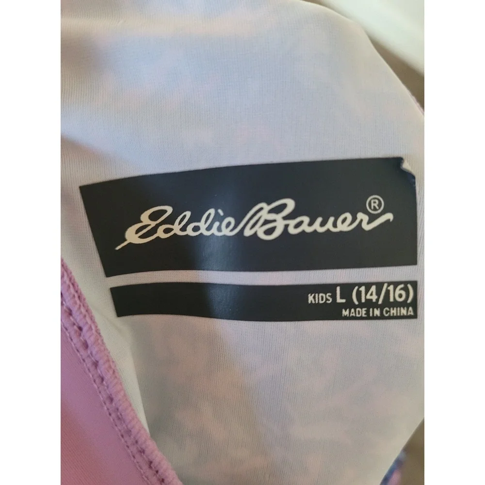 Eddie Bauer Girls 3 Piece Swimsuit Set Purple Rash Guard Bikini Kids L 14/16 #8
